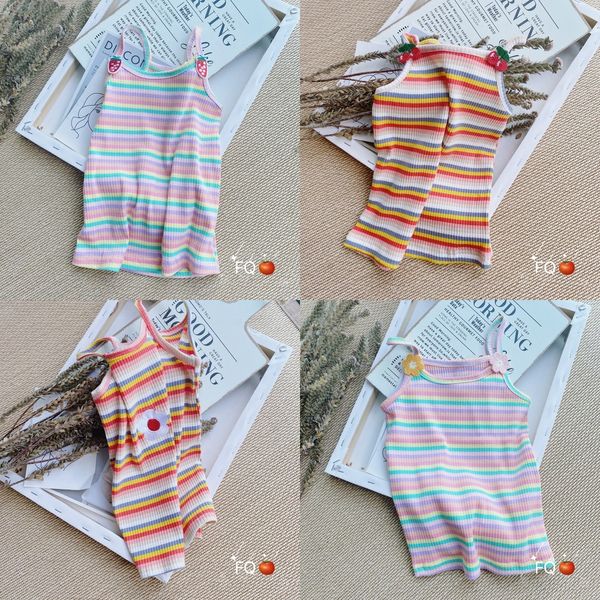 

saring from 2 pieces 2020 clohing t-shir camisole tong t xu children's children's vest girls rainbow t-shirt, Blue