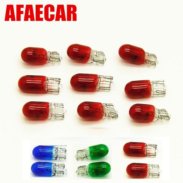

100pcs car t10 halogen w5w 194 158 wedges 12v 5w warm white red green bulb