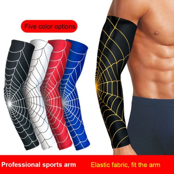 

outdoor uv protection running cycling arm warmers spider net printed arm sleeves bike arm covers golf sports elbow pads, Black;gray