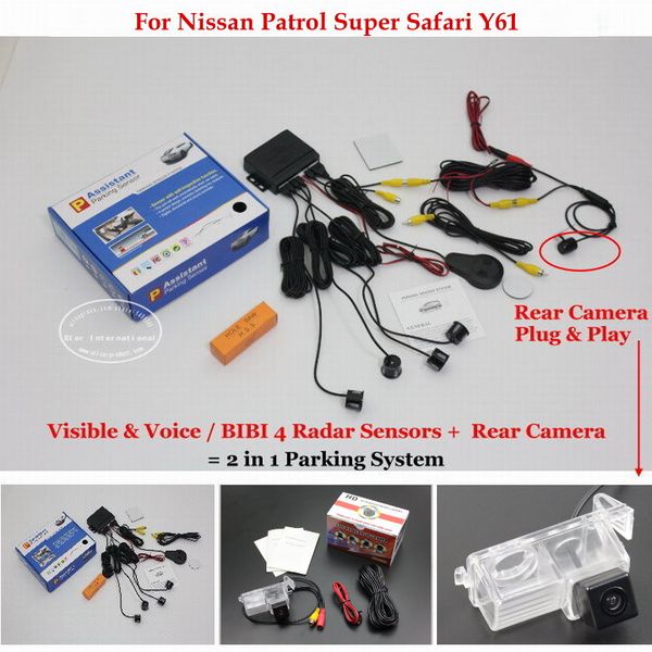 

liislee for super safari y61 - car parking sensors + rear view camera = 2 in 1 visual / bibi alarm parking system