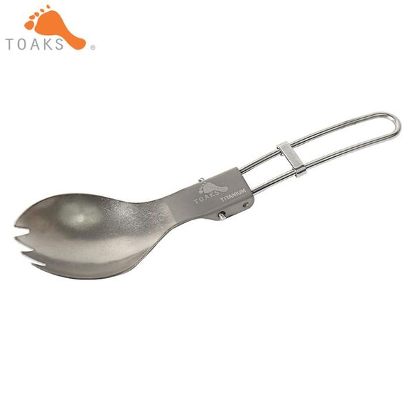 

toaks t-21 titanium folding spork outdoor picnic and household dual-use tableware spoon 152mm 18g