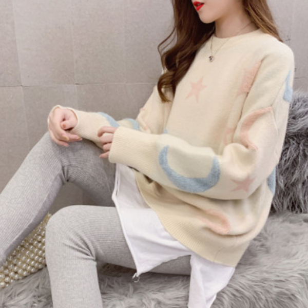 

women's sweaters 2021 pullovers knitting autumn winter cute korean style loose ladies female db210, White;black