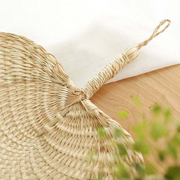 

new cool baby mosquito repellent fan summer manual straw hand fans palm leaf