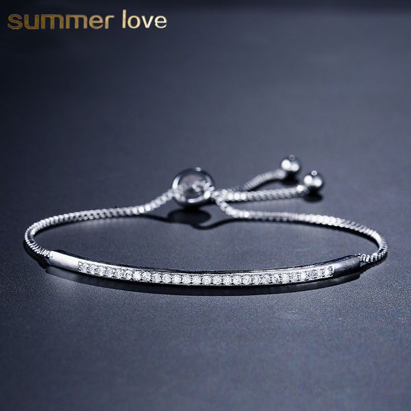 

fashion gold bracelet for women girl dainty bar slider bracelets cz zircon charm bracelets party jewelry gifts, Golden;silver