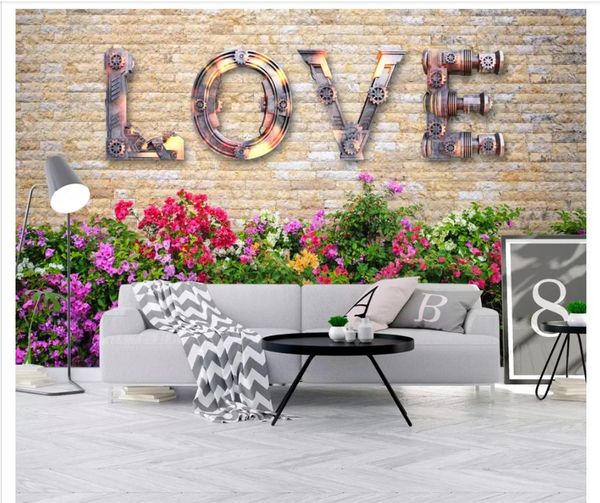 

customized 3d wallpapers home decor p wall paper murals european retro nostalgic love brick wall bar ktv background wall papel de parede