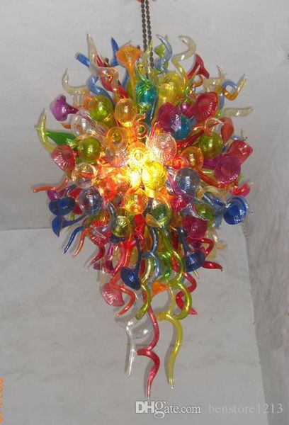 

Hotel Villa Murano Chandelier Light Colorful Flower Art Decor Hand Blown Glass Modern Chandeliers Lighting with LED Bulbs