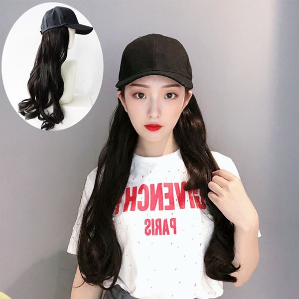 2019 Wholesale Fake Long Hair Fashion Visor One Piece Wig Hat