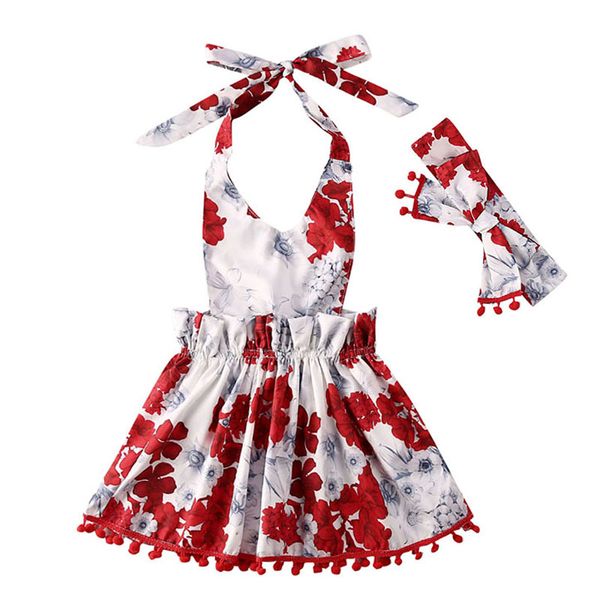 

2pcs новорожденной детских ребёнок платье set рукава цветочных одежды стяжка эпикировка принцесса симпатичная прекрасная летняя одежда мода, Red;yellow