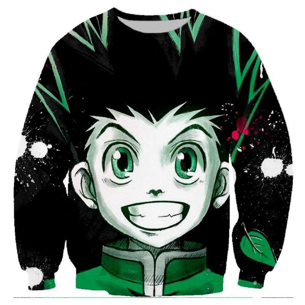 

harajuku anime x гона фуфайки куртка 3d printed мужская толстовки crewneck streetwear толстовка tops sudaderas hombre, Black