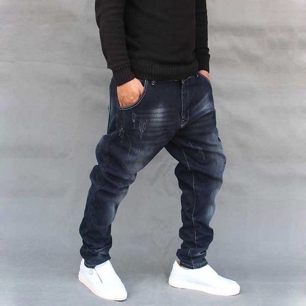 

stretch loose loose denim trousers hip hop harem jeans designer men's clothes 28-42 jogging pants cotton, Blue