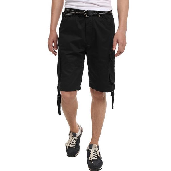 

men fashion casual knee length solid flat-front casual bermuda zipper and button closure pockets shorts, White;black