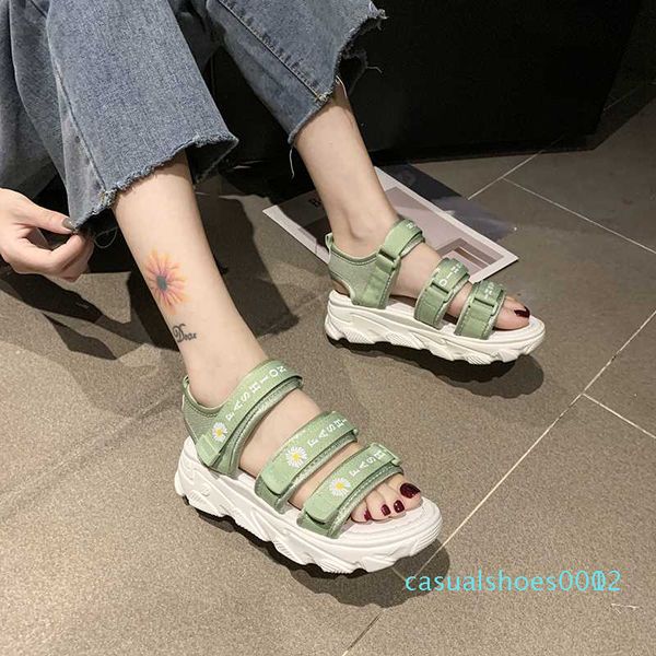 

summer women mesh sport sandals letter decoration open toe casual platform wedge sandals women outdoor beach shoes 2020 c02, Black