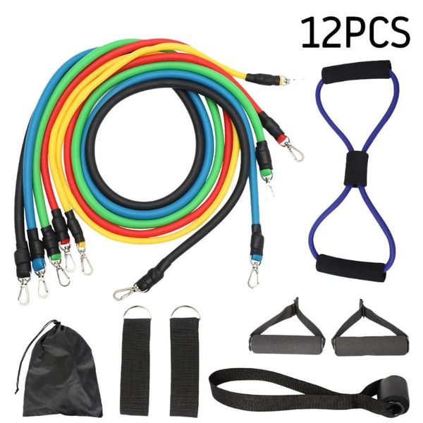 

12 pcs/set latex resistance bands crossfit training exercise yoga tubes pull rope,rubber expander elastic bands fitness with bag