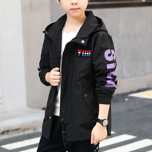 

fit 5-16 years autumn boy trench zipper coat printed letter long sections windbreaker kids jacket children teenagers outerwear, Camo