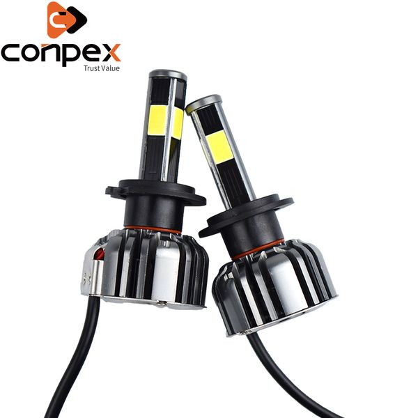 

2pcs car headlight bulbs led 12v 2600lm h4 hb3 canbus car lights two ways vortex air cooling system four sided led lamp beads