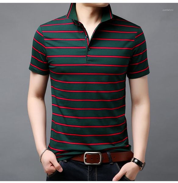 

fahsion mens striped print casual male clothing striped middle aged mens tshirt summer short sleeve, White;black