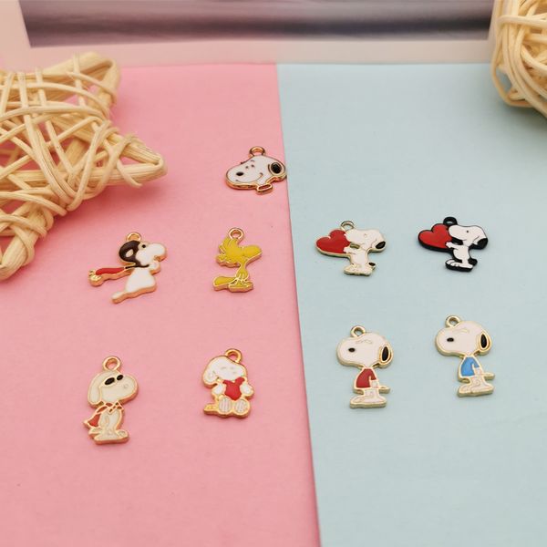 

10шт мультфильм щенок эмаль подвески капля нефти hug любовь собаки подвеска ювелирных аксессуаров для животных кулон серьги браслет floating, Bronze;silver