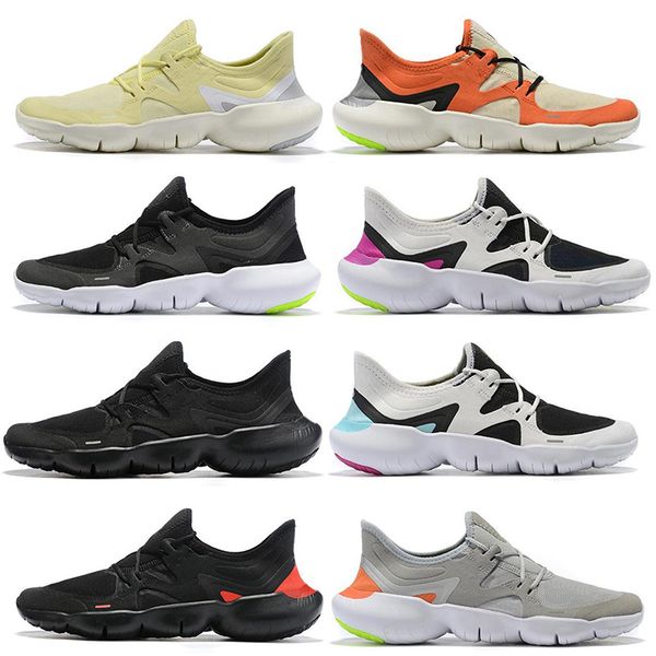 

Top Qulaity Free Rn 5.0 Mens Running Shoes New 2019 Triple Black Yellow Womens Trainers Designer Sports breathable sneakers Size 36-45