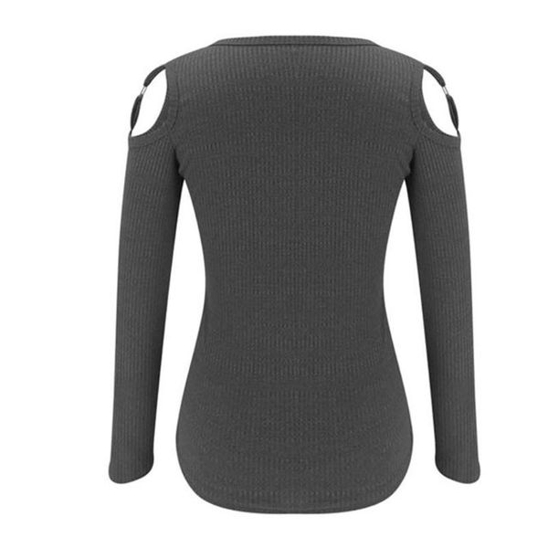 

women's blouses & shirts women soft cold shoulder sleeve knit casual autumn pullover stretch slim cotton blend fashion crew neck so, White