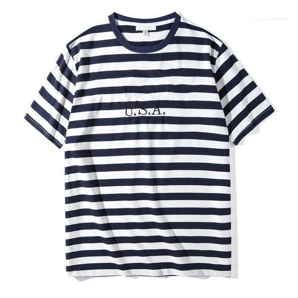 

sleeved loose casual male clothes jeans usa mens striped tshirts summer fashion embroidery designer mens tees short, White;black