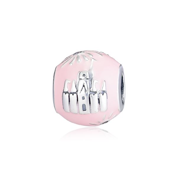 

2019 spring 925 sterling silver jewelry pink castle anniversary charm beads fits pandora bracelets necklace for women diy making, Bronze;silver