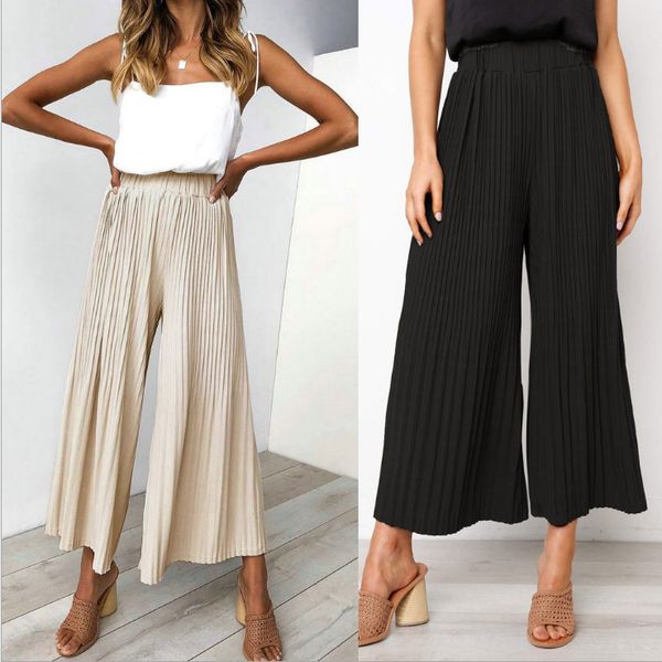

casual pants wrinkled loose and comfortable casual pants, Black;white