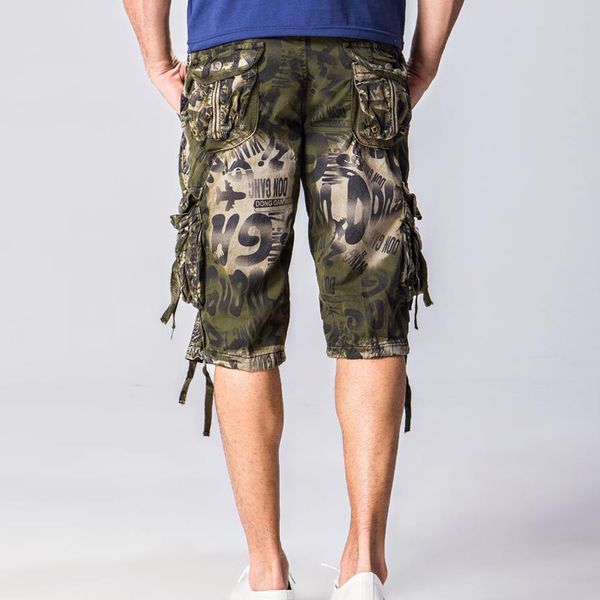

summer shorts for men european and american style multi-pocket loose overalls leopard-print camouflage man shorts b549, White;black