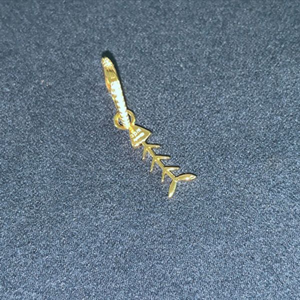 

wholesale-mono yellow silver ete fishbone earring, Golden