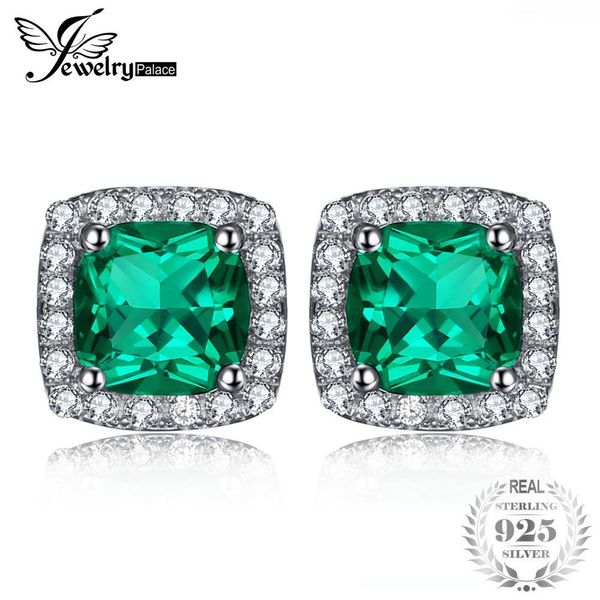 

jewelrypalace подушка 2.1ct создано emerald halo серег solid d1892005 925 sterling silver 2018 brand new promotion, Golden;silver