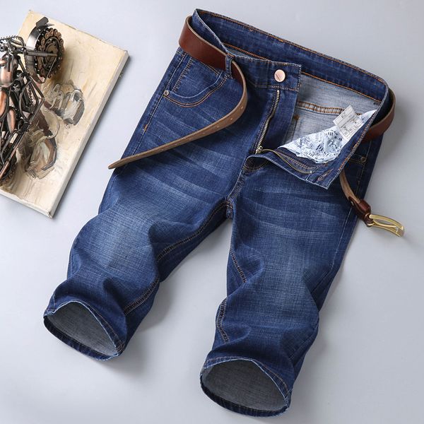 

2019 summer thin section middle-aged jeans loose casual straight-leg pants korean-style capris large size cropped trousers for, Blue
