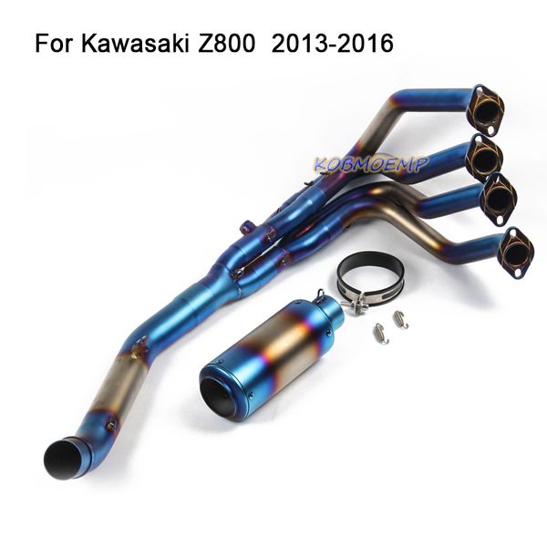 Per Kawasaki Z800 2013-2016 Moto intero insieme Tubo di collegamento di collegamento del silenziatore del tubo in acciaio inox coda fuga