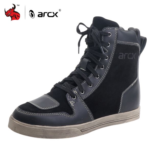 

arcx motorcycle boots vintage leather men moto boots waterproof motorcycle shoes botas moto four seasons motocross black
