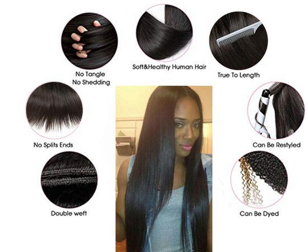 10a Brazilian Virgin Straight Hair Weaves European And American