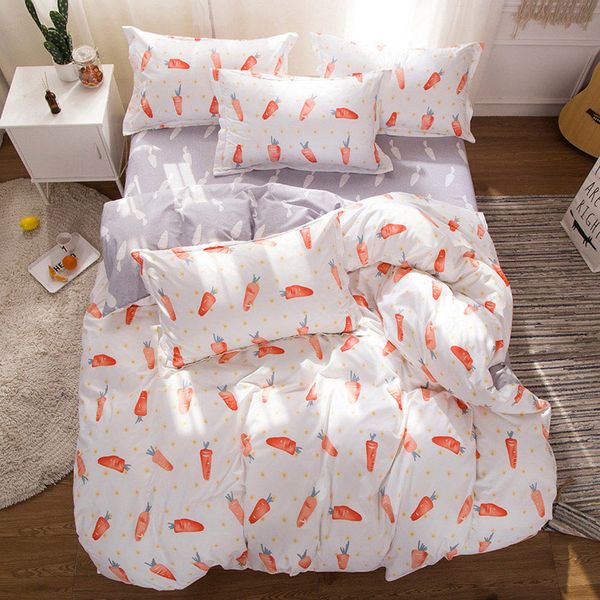 

carrot plants printed 4pcs girl boy kid bed cover set duvet cover child bed sheet pillowcase comforter bedding set 61023