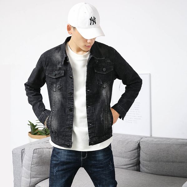 

2019 spring new denim jacket female autumn thin section black korea stretch slimming denim jacket large size youth, Black;brown