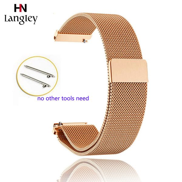 

langley milanese colorful watch straps for sumsung galaxy watch s2/s3 20/22mm universal watchband watches accessories wholesale, Black;brown