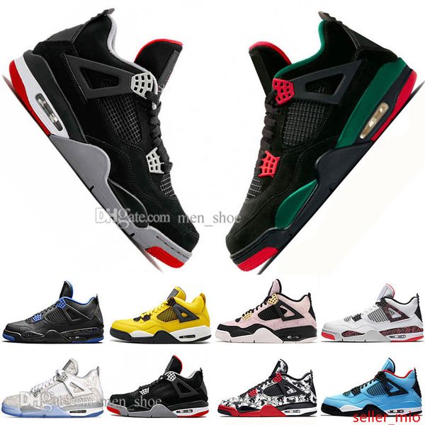 

new bred 4 4s what the cactus jack laser wings mens basketball shoes denim blue pale citron men sports designer sneakers 5.5-13