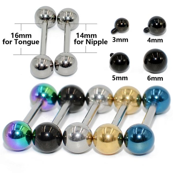 

1pcs surgical steel round internally threaded ball screw fit tongue barbell nipple shield ring piercing multicolor body jewelry, Slivery;golden