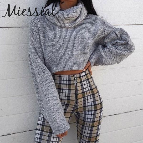 

miessial fuzzy pullover turtleneck women sweater grey jumper knitted sweaters female short lady sweater pull femme knitwear 2019, White;black