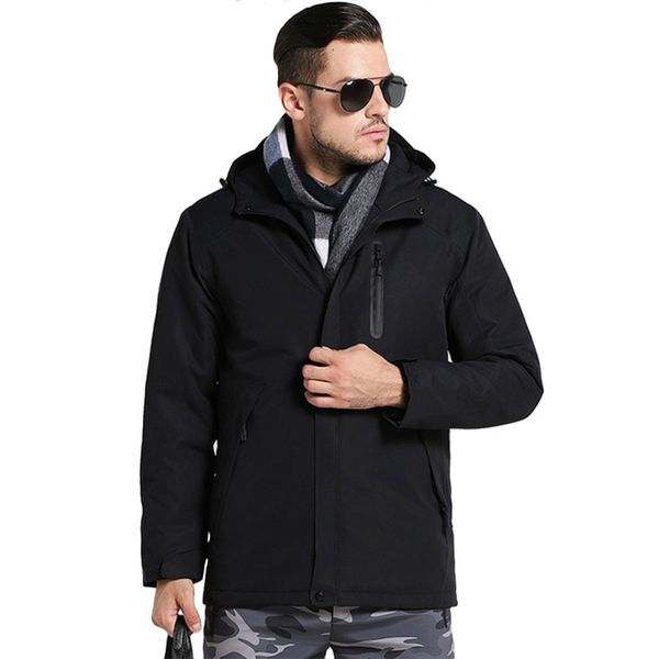 

usb heating cotton jackets outdoor waterproof windbreaker hiking camping trekking skiing coats, Blue;black