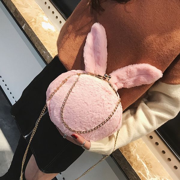 

new ears fashion shell bag fashion plush simple diagonal shoulder bag handbag