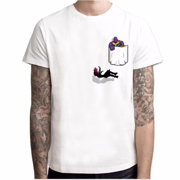 

new fashion t shirt men gamora thanos infinity war funny pocket design male street clothing hipster white o-neck harajuku, White;black