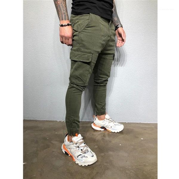 

mens designer jogger pantalones fashion solid color casual pencil pants zipper pockets trousers 19ss, Black