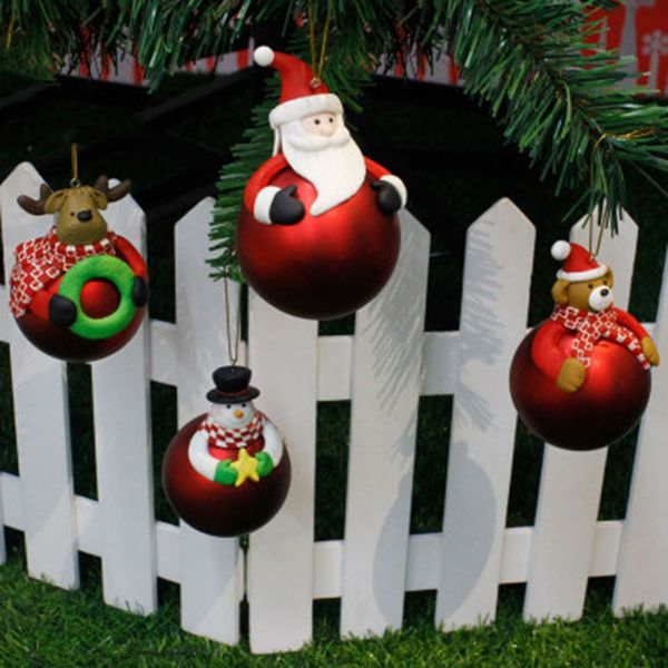 

christmas pendant & drop ornaments soft ceramic ball cartoon santa claus snowman elk bear christmas tree hanging decoration