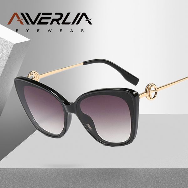 

aiverlia new fashion cateye sunglasses women vintage gradient glasses retro cat eye sunglasses female eyewear metal temple uv400, White;black