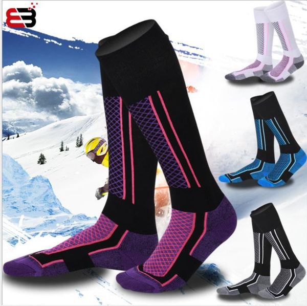 

children of professional ski socks with thicker terry to keep warm in winter outdoor long-barrel mountain-climbing socks with high-barrel to, Black