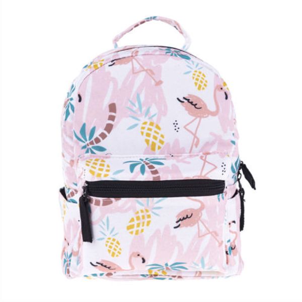 

women girl flamingo backpack canvas college shoulder satchel school rucksack bag