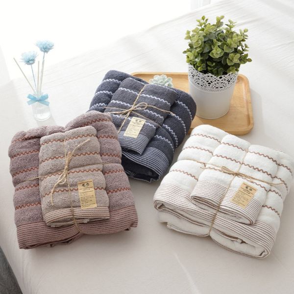 

corrugated series super soft face towel and bath towel 2 pieces set gift