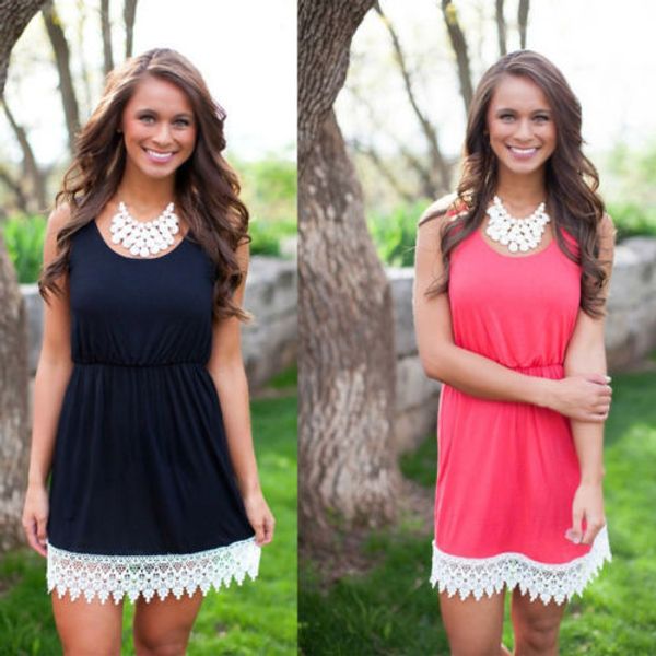 

2015 women's summer lace floral casual short evening party mini dress, Black;gray