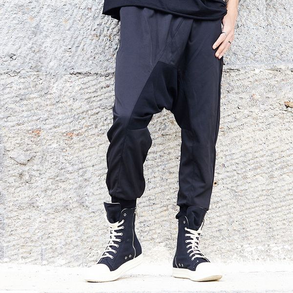 

men dark black casual loose cross pant male japan style streetwear hip hop harem trousers joggers sweatpants